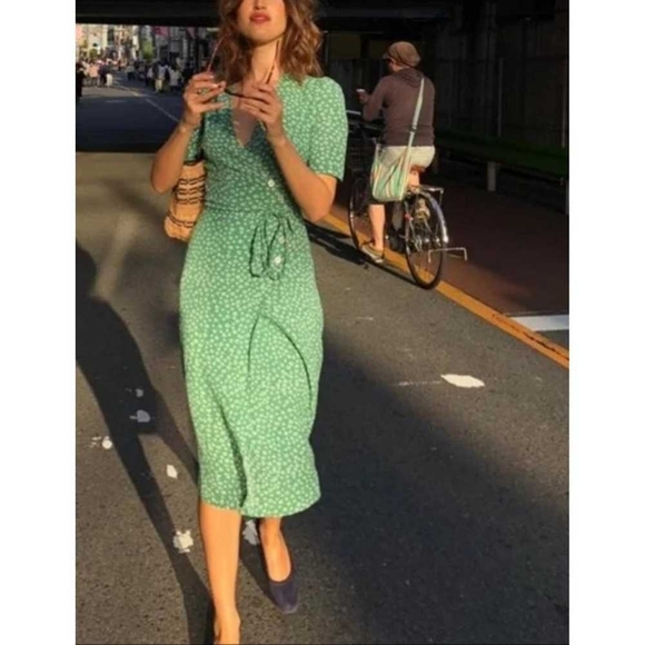 Rouje Dresses & Skirts - Rouje green floral print Gabin dress